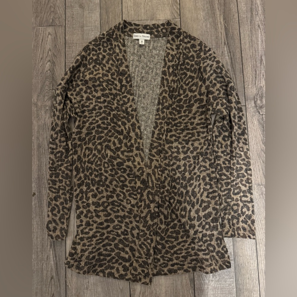 Rebecca Malone Animal Print Cardigan - Brown and Black